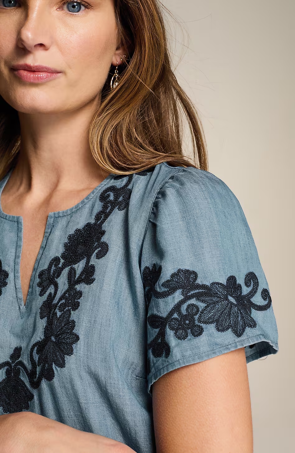 41937-Embroidered-Indigo-Flutter-Sleeve-Dress-4.jpg Embroidered Indigo Flutter-Sleeve Dress