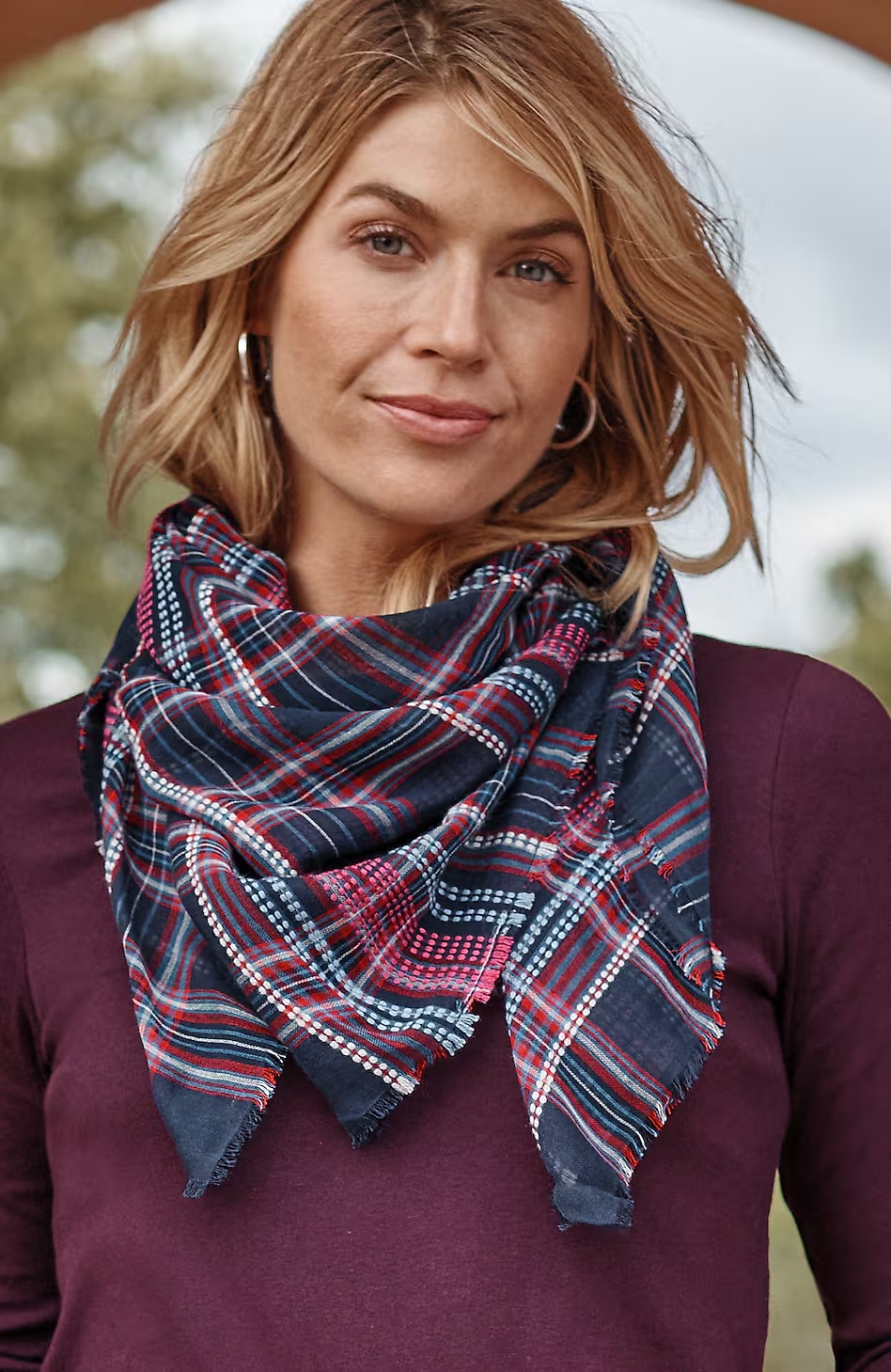 Lightweight Plaid Scarf