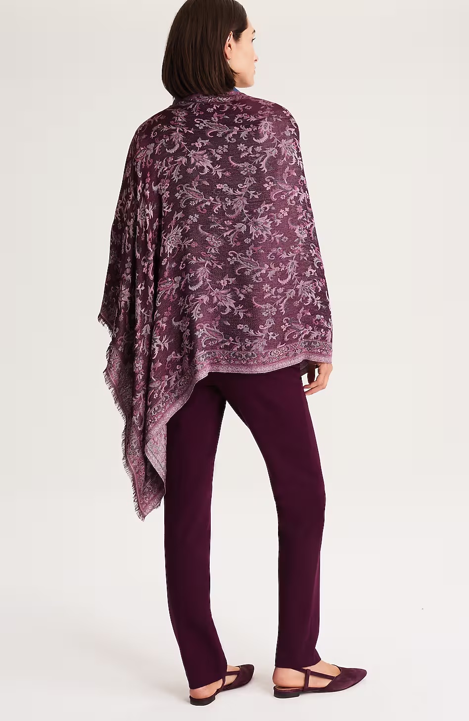 Jacquard Floral Asymmetric Poncho