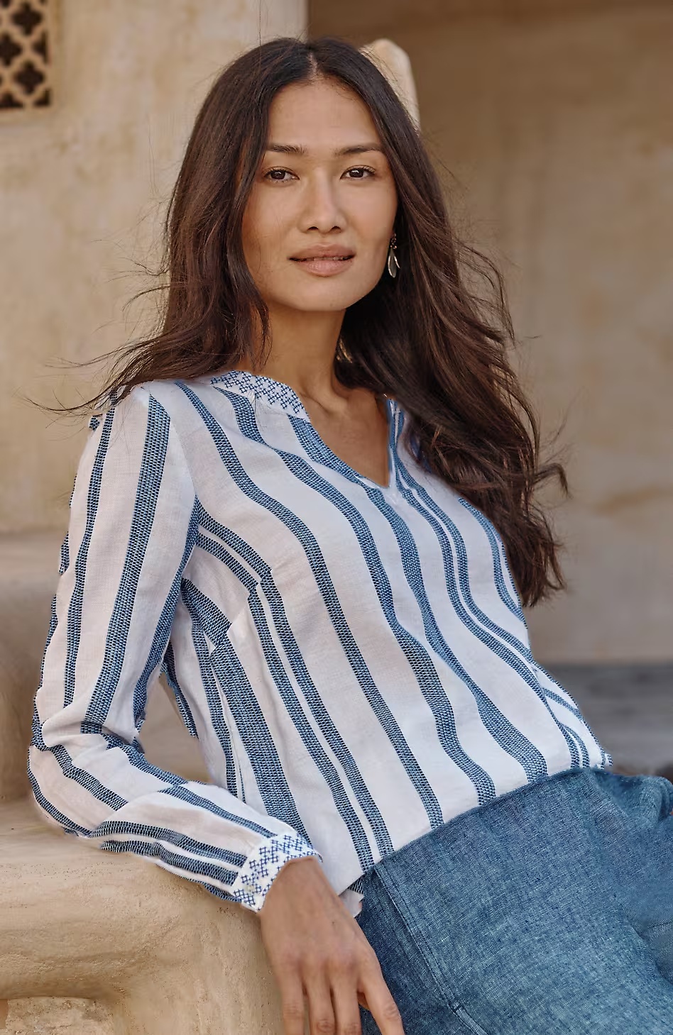 44592-Pure-Jill-Embroidered-Striped-Top-1.jpg Pure Jill Embroidered Striped Top