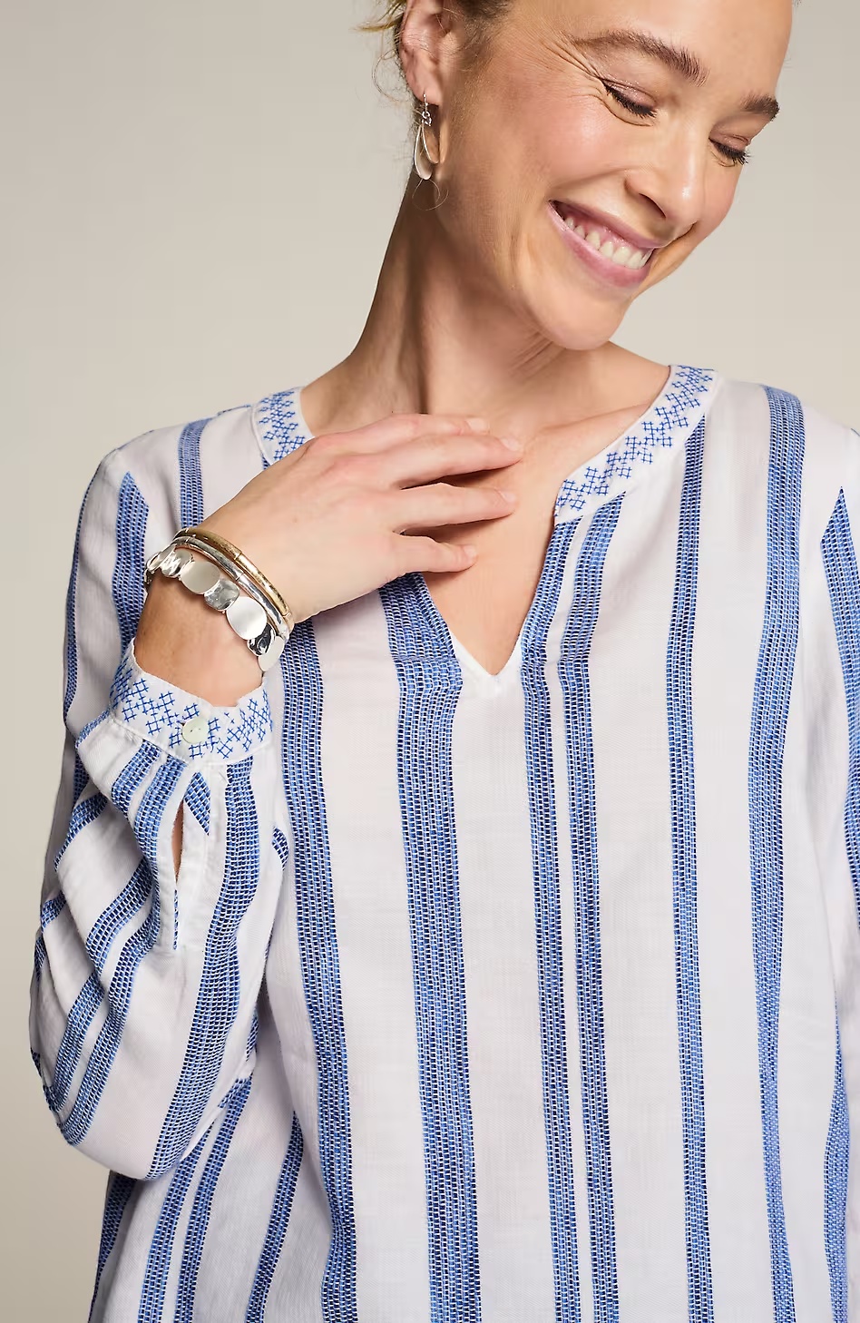 44592-Pure-Jill-Embroidered-Striped-Top-3.jpg Pure Jill Embroidered Striped Top