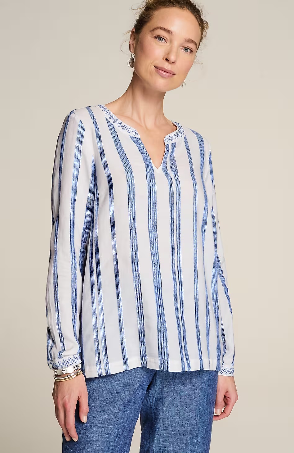 44592-Pure-Jill-Embroidered-Striped-Top-5.jpg Pure Jill Embroidered Striped Top