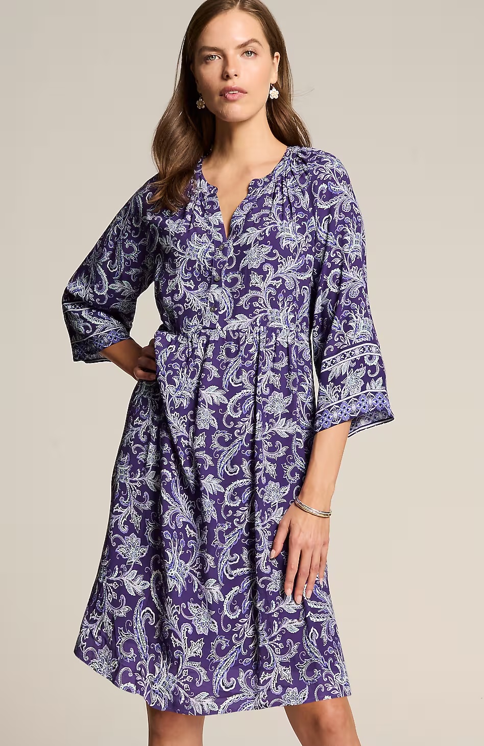 Split-Neck A-Line Dress