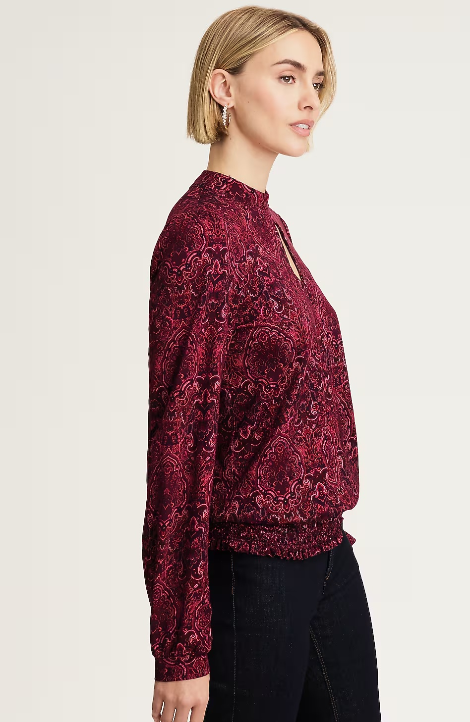 4786-Printed-Smocked-Hem-Top-6.jpg Printed Smocked-Hem Top