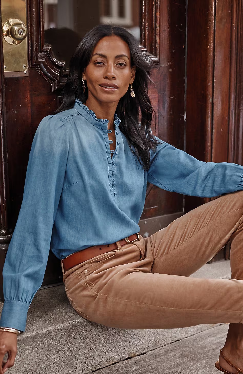 Indigo Stand-Collar Top
