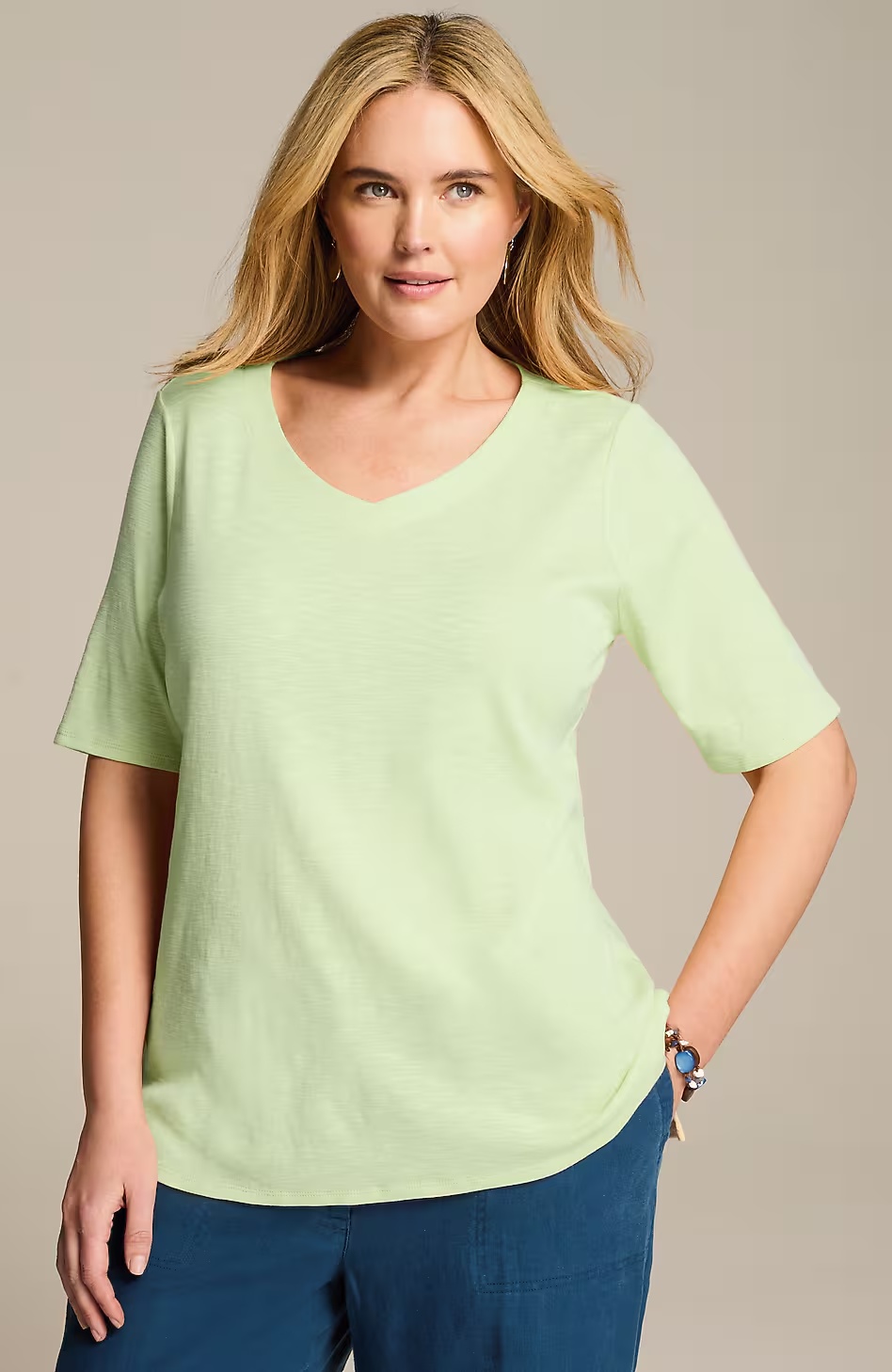 Pima-Slub Elbow-Sleeve Tee