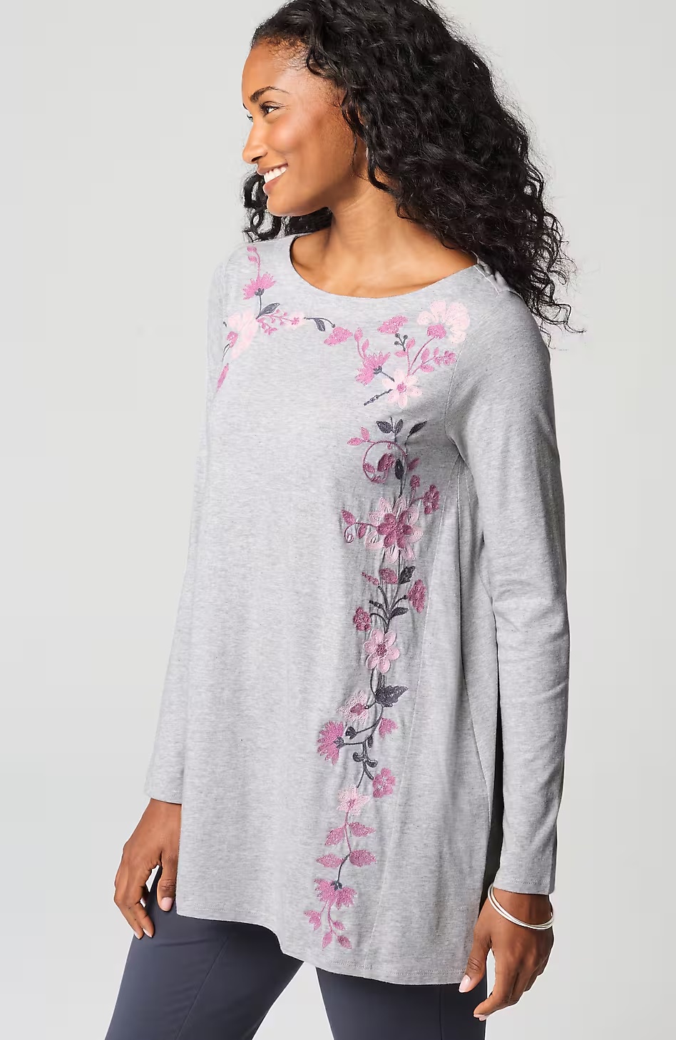 52971-Pure-Jill-Embroidered-Dipped-Hem-Tunic-5.jpg Pure Jill Embroidered Dipped-Hem Tunic