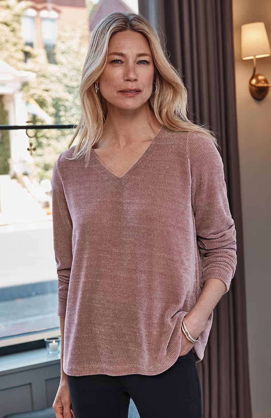 5329-Wearever-Chenille-V-Neck-Top-1.jpg Wearever Chenille V-Neck Top