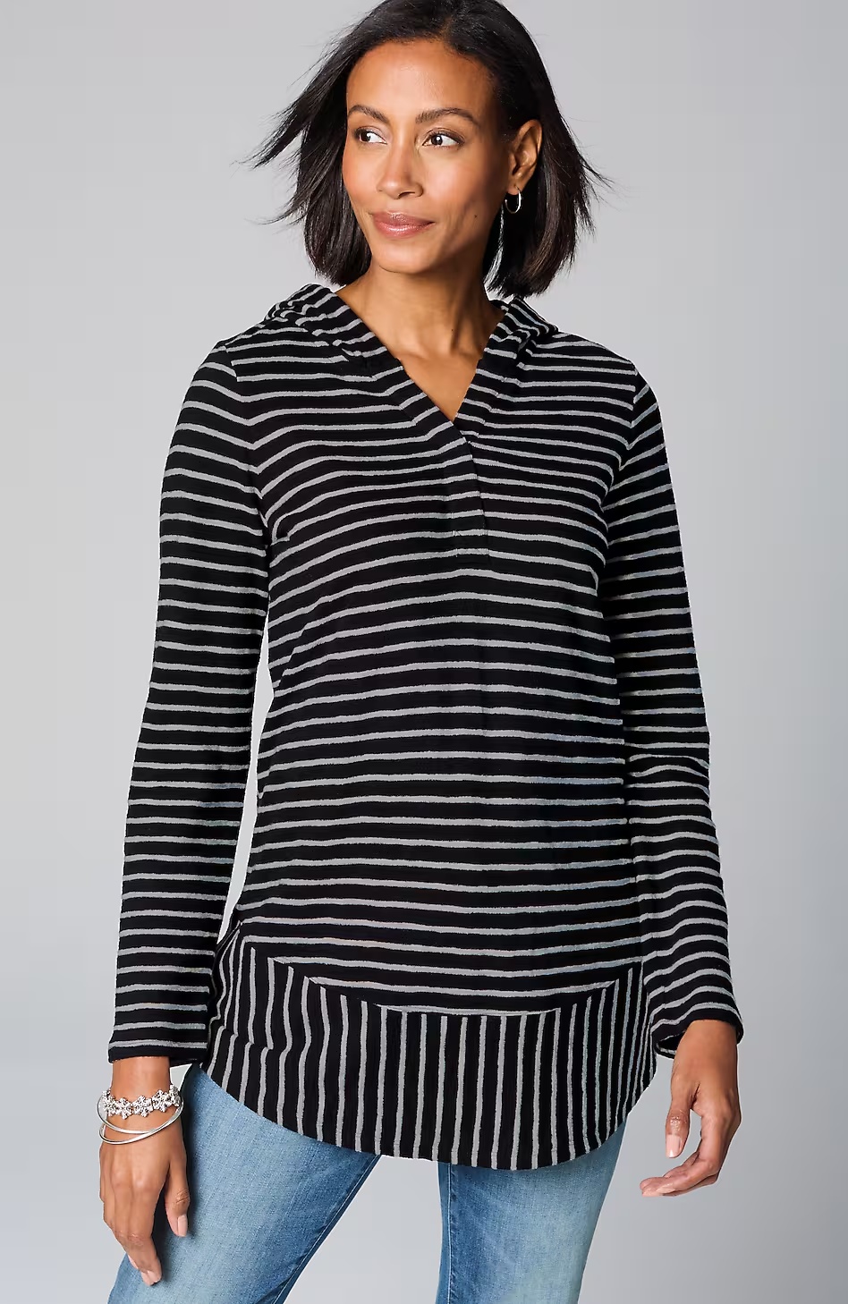53645-Mixed-Stripes-Hooded-Tunic-5.jpg Mixed-Stripes Hooded Tunic