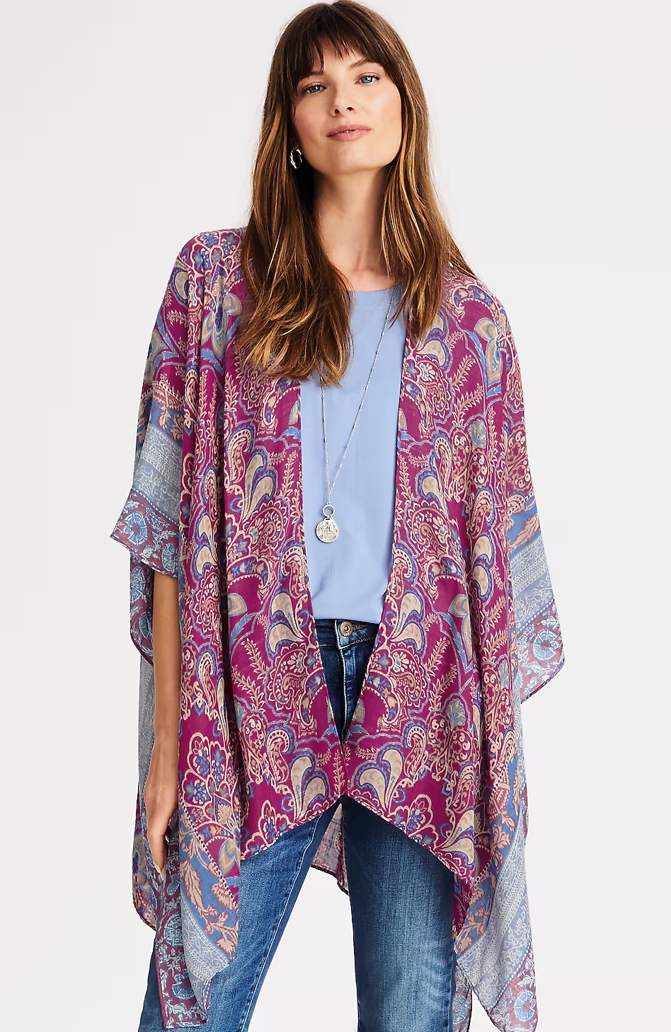 Soft Border-Printed Ruana
