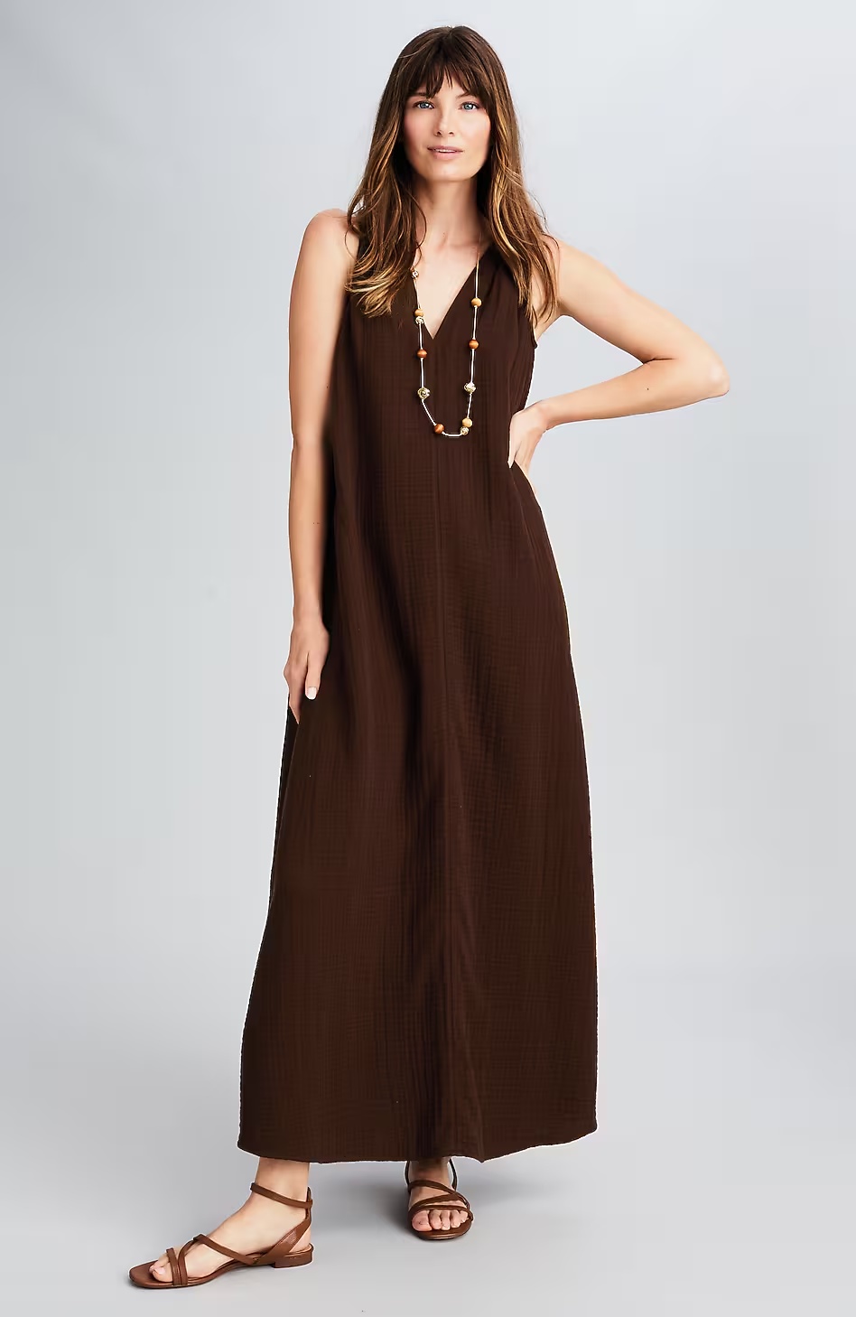 A-Line Cotton-Gauze Maxi Dress