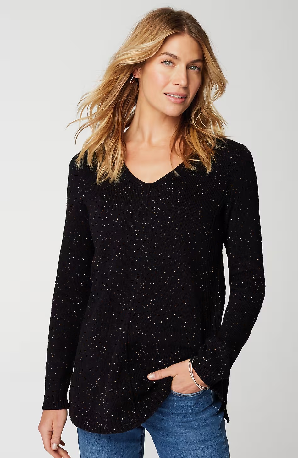 Tweeded-Cotton Sweater Tunic