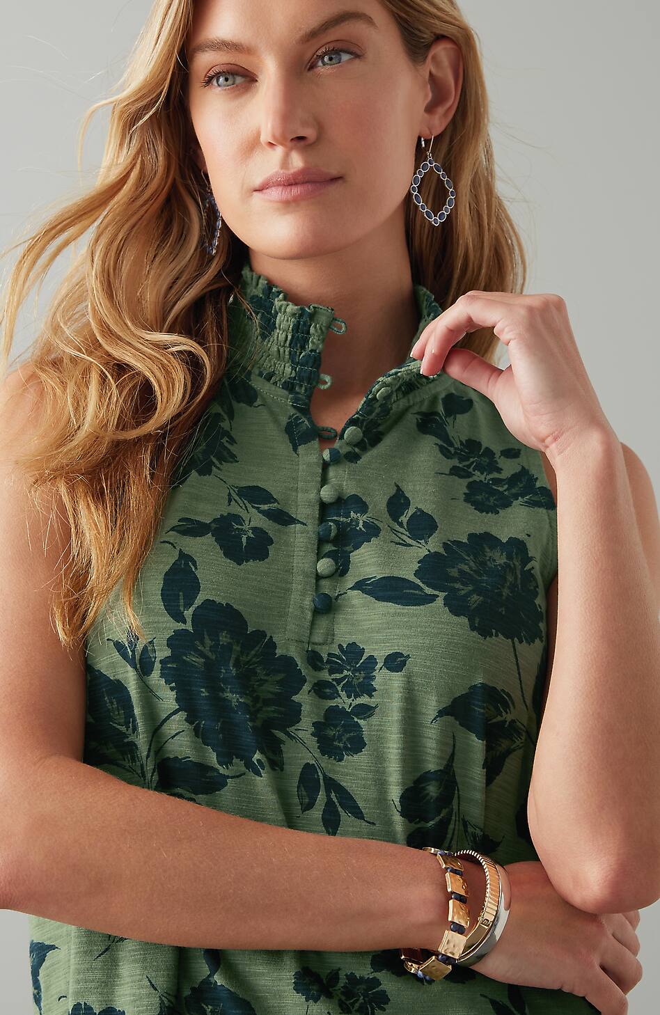 56397-Smocked-Neck-Sleeveless-Top-3.jpg Smocked-Neck Sleeveless Top