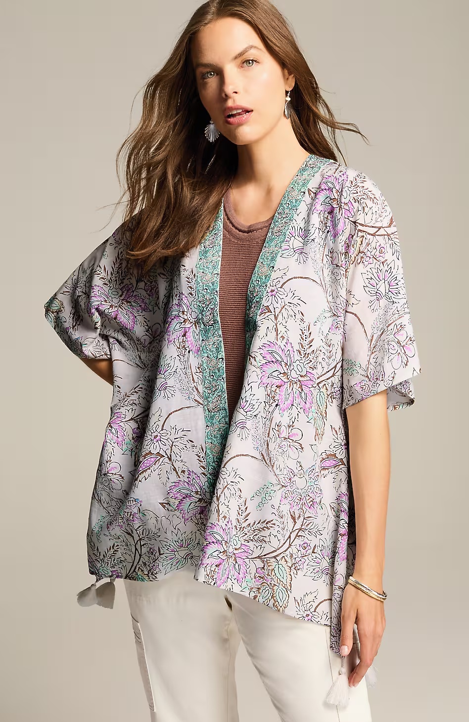 Botanical Placed-Trim Ruana