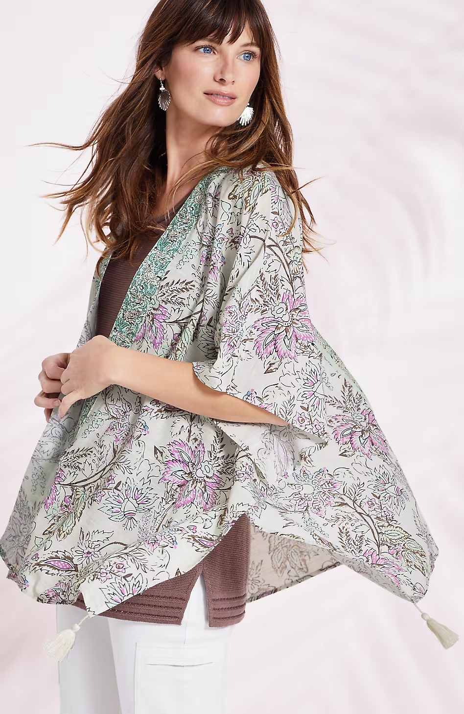 Botanical Placed-Trim Ruana