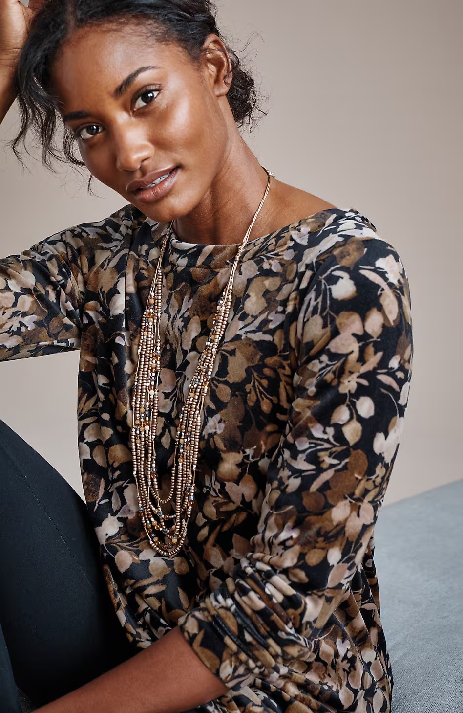 Pure Jill Printed Velour Tunic
