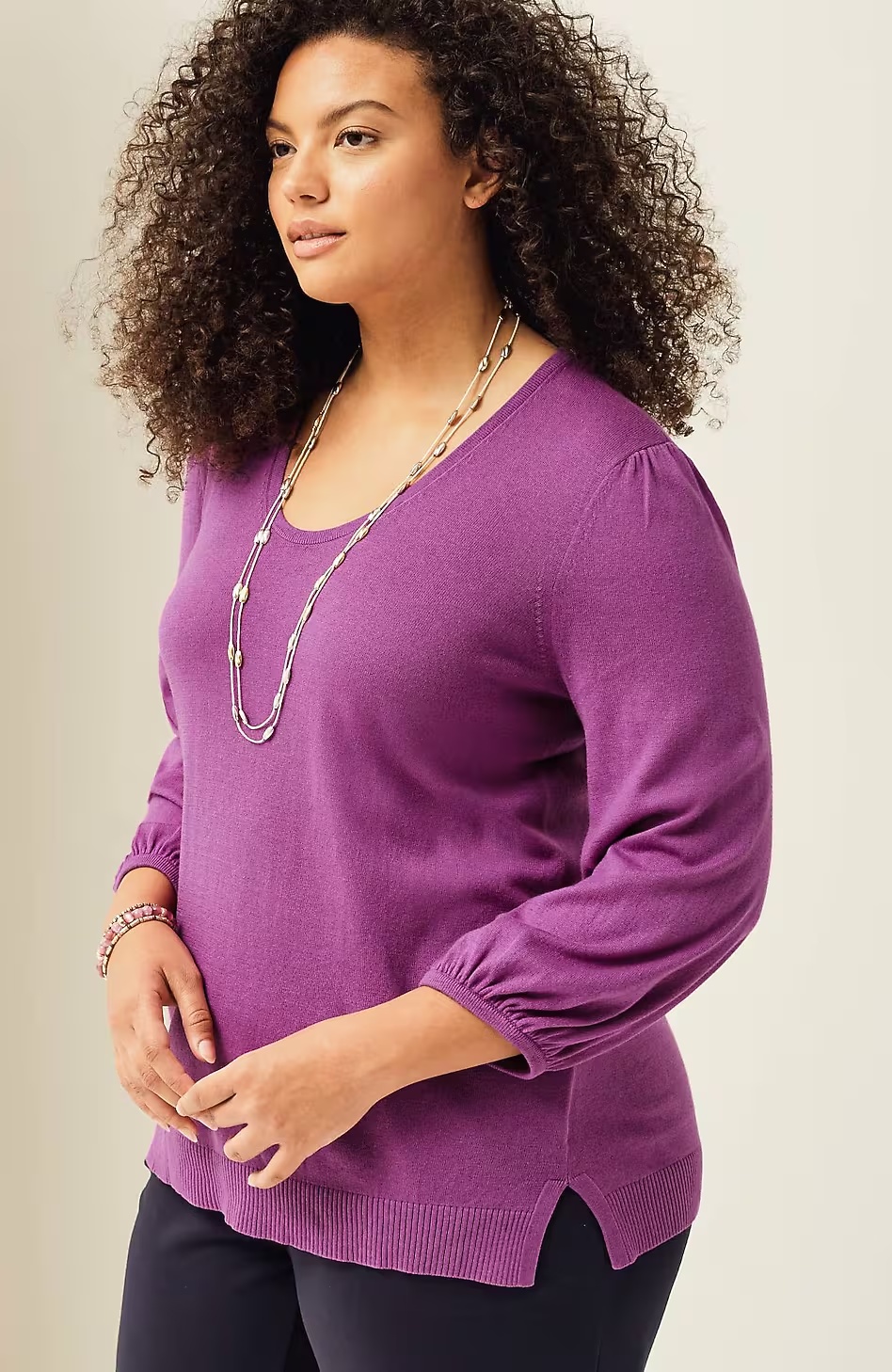 64933-Wearever-Silk-Blend-Blouson-Sleeve-Sweater-1.jpg Wearever Silk-Blend Blouson-Sleeve Sweater
