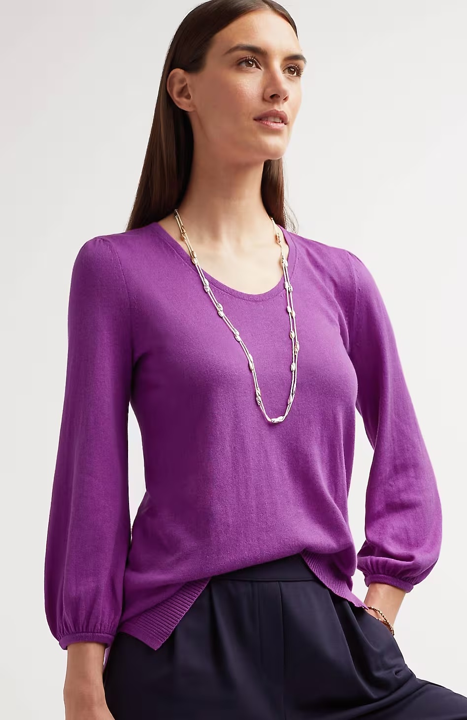 64933-Wearever-Silk-Blend-Blouson-Sleeve-Sweater-4.jpg Wearever Silk-Blend Blouson-Sleeve Sweater