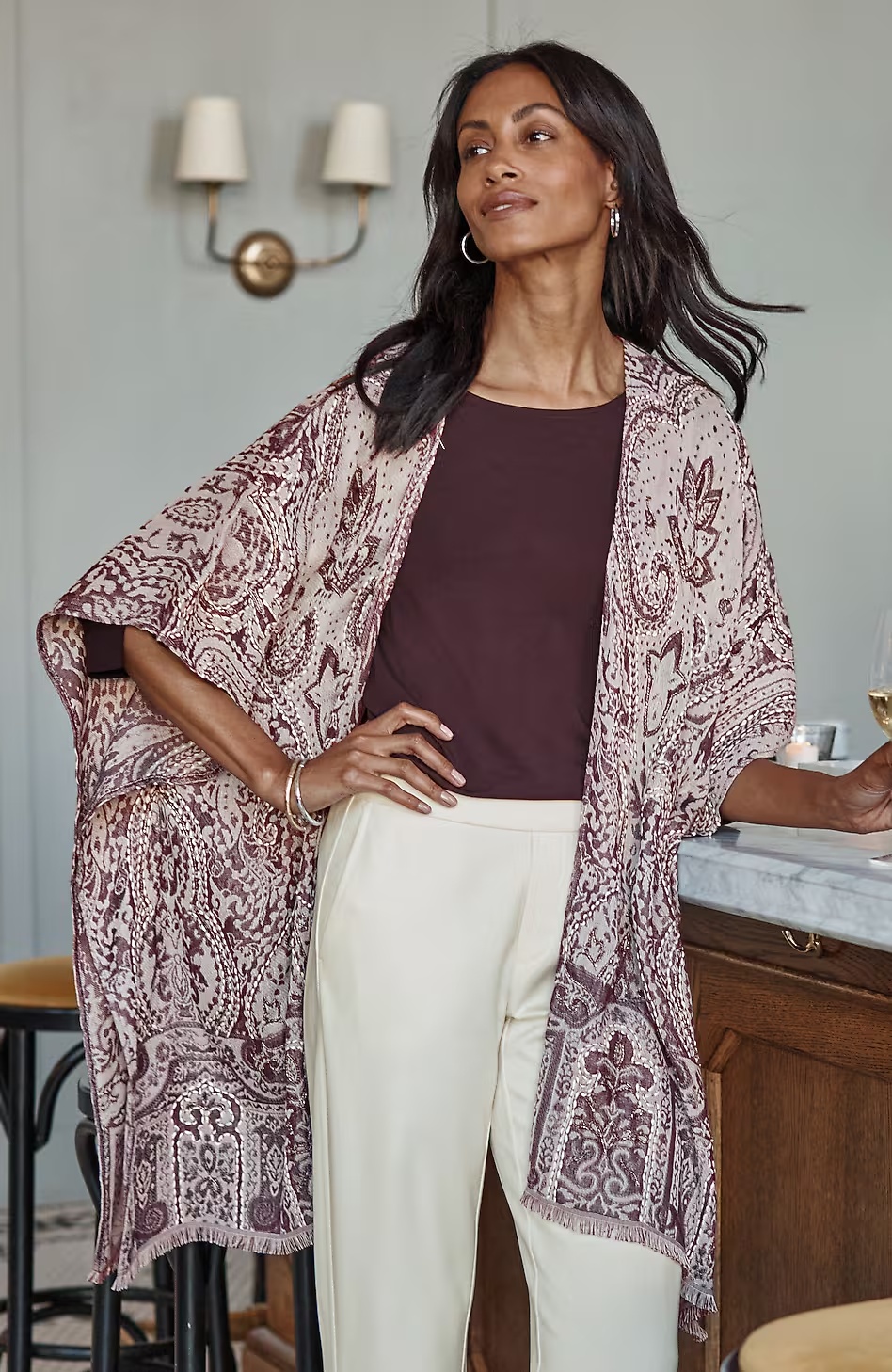 Beaded Jacquard Ruana