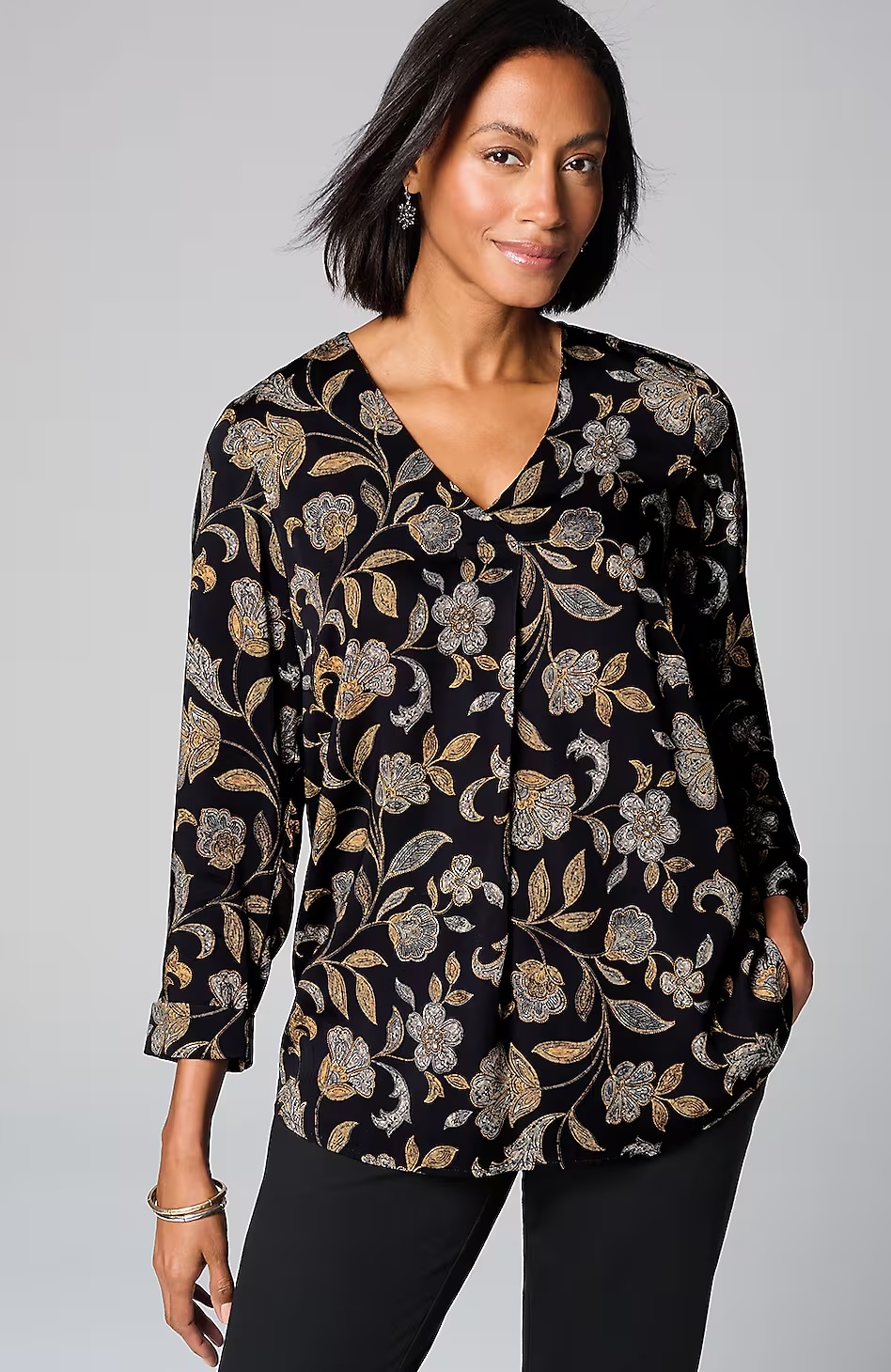 65012-Printed-Satin-V-Neck-Popover-12.jpg Printed Satin V-Neck Popover