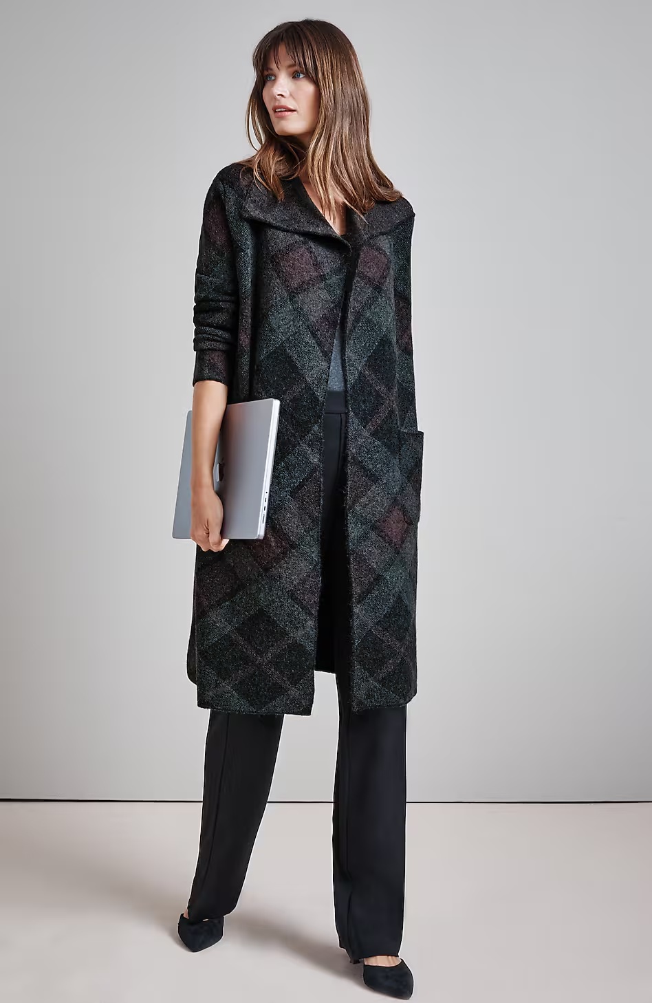 Wearever Shawl-Collar Open-Front Cardi