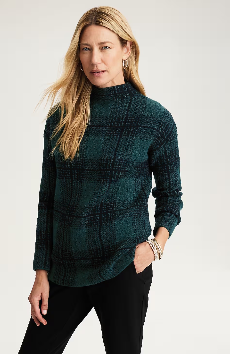 7262-Plaid-Funnel-Neck-Sweater-4.jpg Plaid Funnel-Neck Sweater
