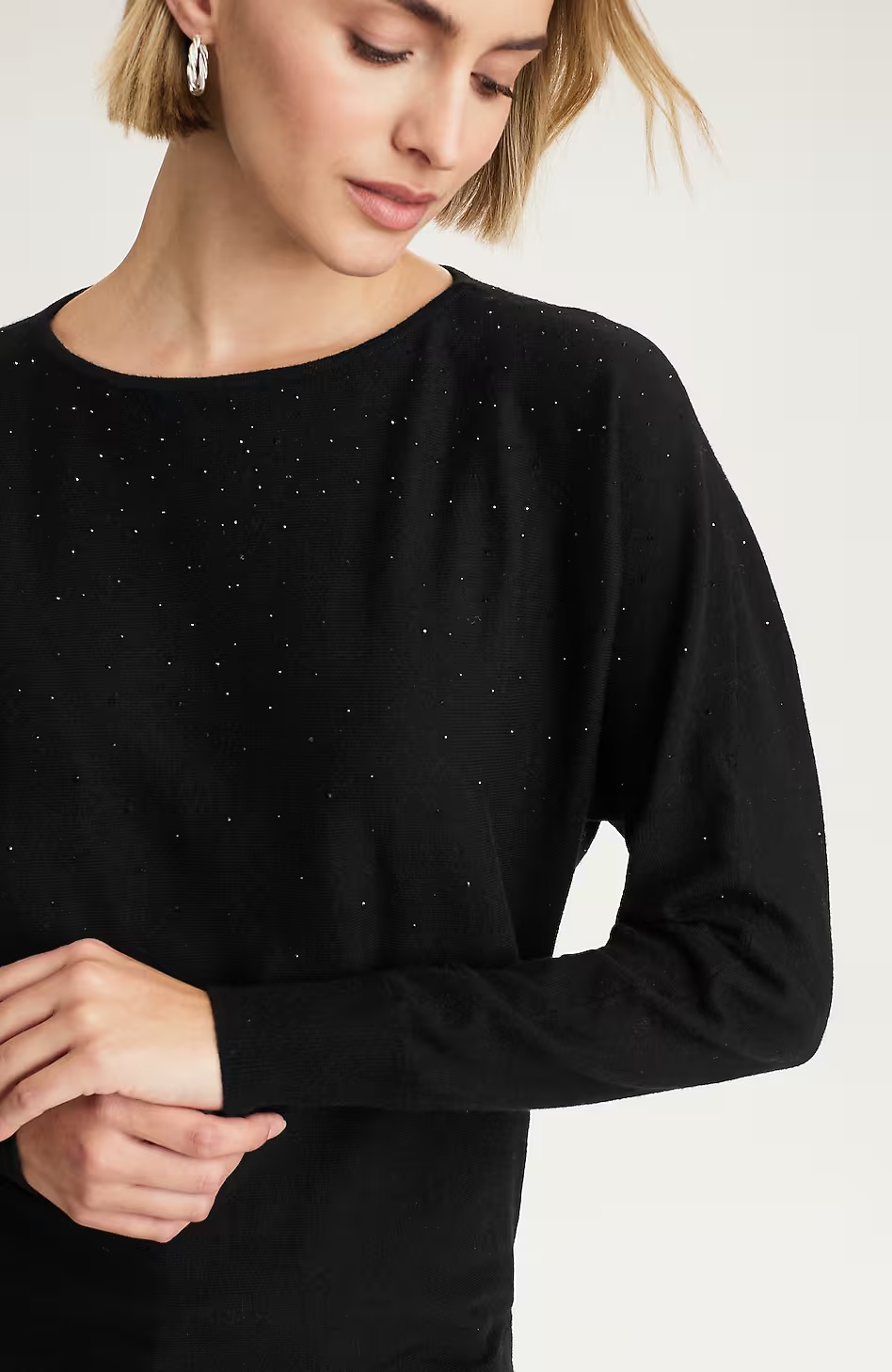 Dolman-Sleeve Shimmer Sweater