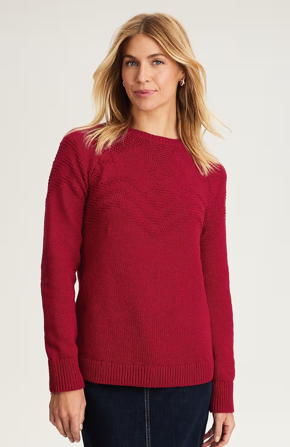 Textured-Yoke Sweater