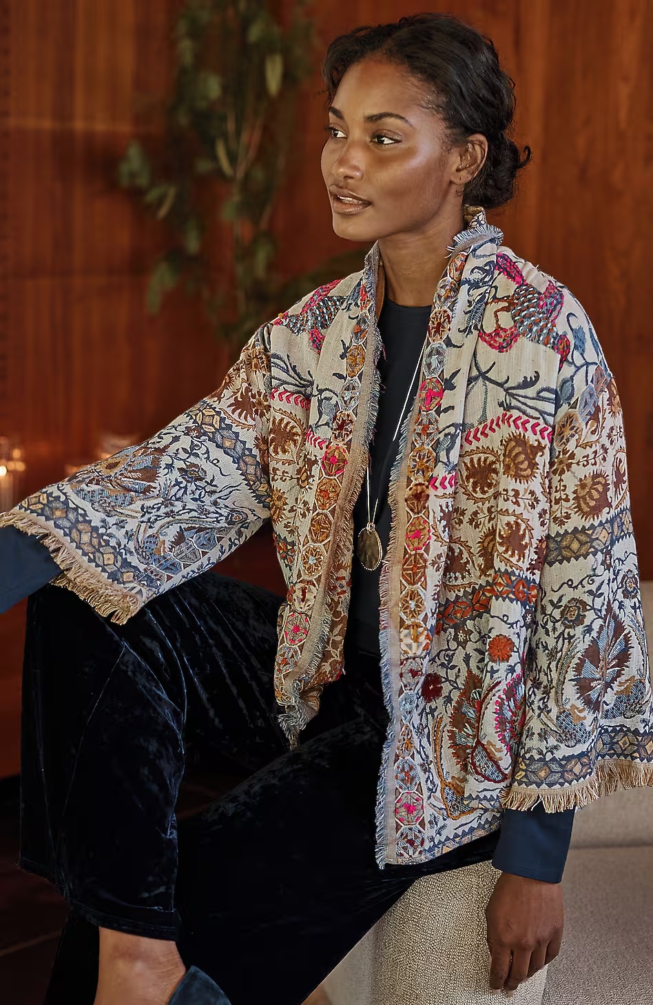 Hand-Embroidered Jacquard Soft Jacket