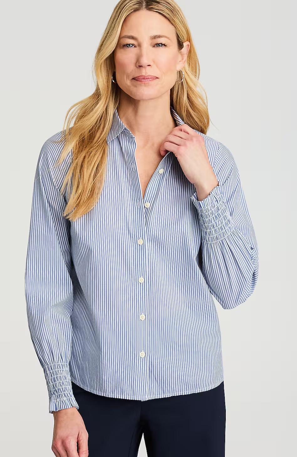 8096-Smocked-Sleeve-Poplin-Shirt-12.jpg Smocked-Sleeve Poplin Shirt