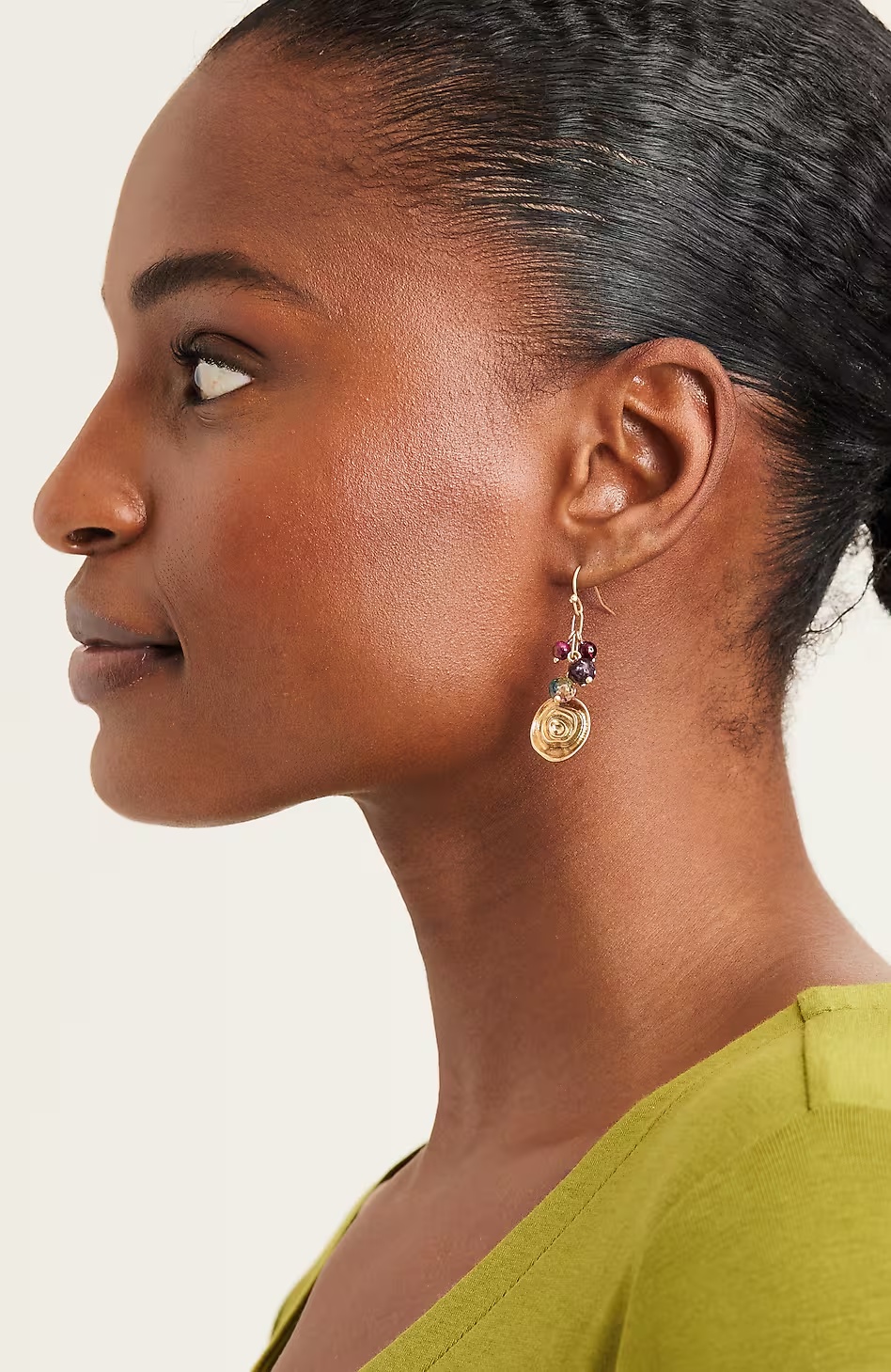 Mixed-Beads Cluster Earrings